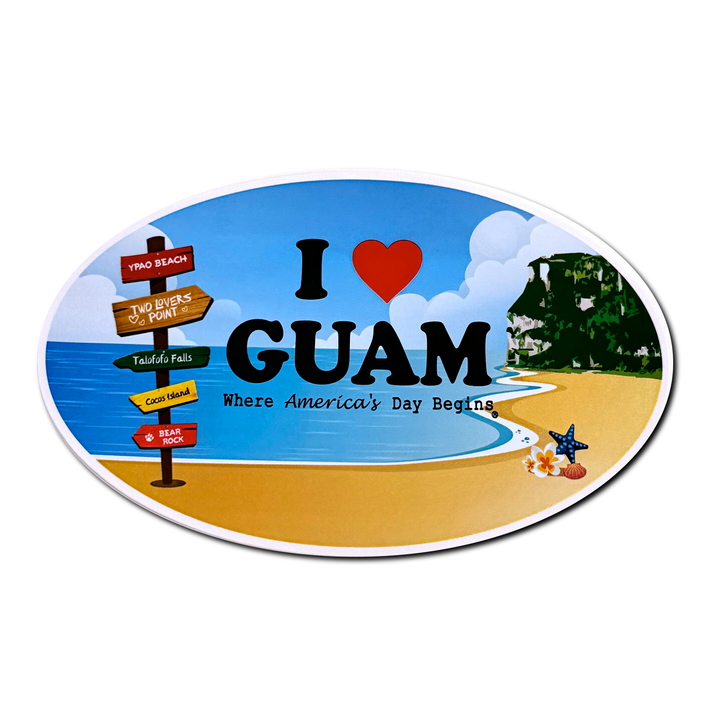 Sign Post Sticker w/ Classic I Love Guam Logo