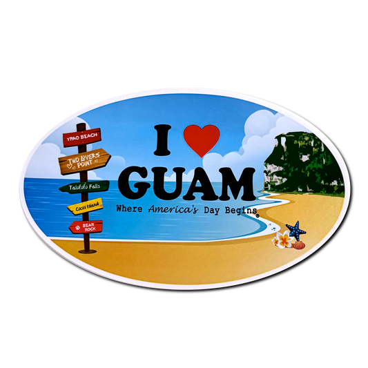 Sign Post Sticker w/ Classic I Love Guam Logo