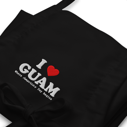 I Love Guam Embroidered Kitchen Apron (Black)