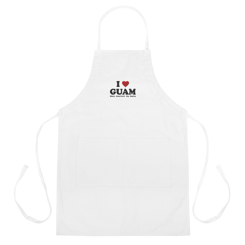 I Love Guam Embroidered Apron (White)
