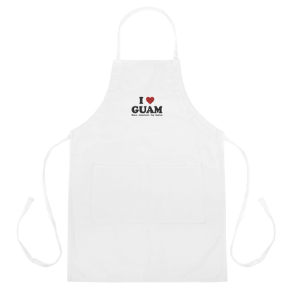 I Love Guam Embroidered Apron (White)