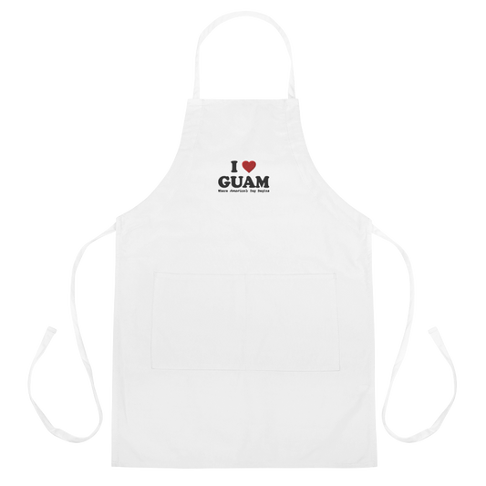 I Love Guam Embroidered Apron (White)