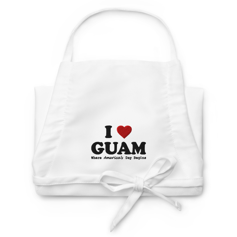 I Love Guam Embroidered Apron (White)