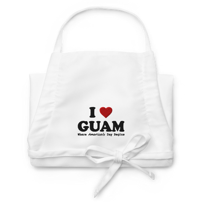 I Love Guam Embroidered Apron (White)