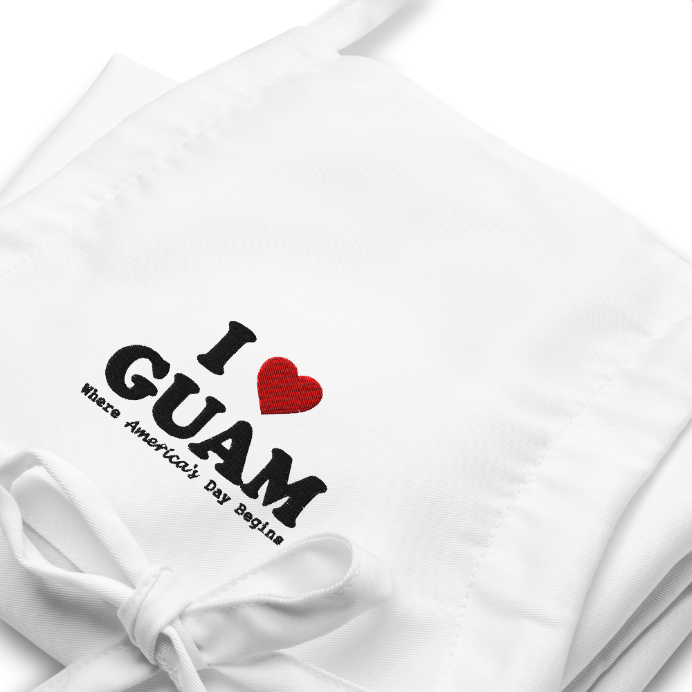 I Love Guam Embroidered Apron (White)